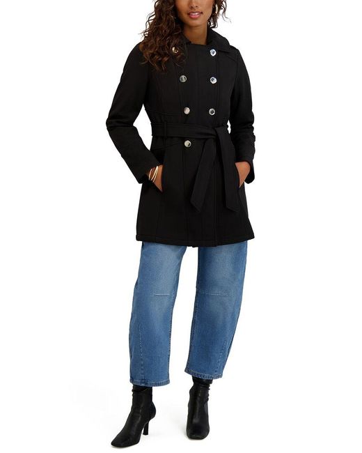 Kensie Black Double Breasted Softshell Jacket