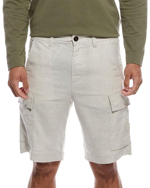 Boss Gray Sisla Linen-Blend Cargo Short for men