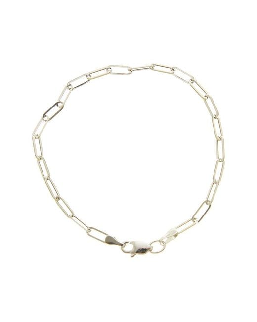 Italian Gold White 14K 2.5Mm Polished Paperclip Chain Bracelet