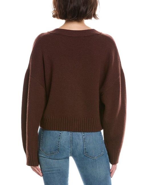 Alice + Olivia Brown Atticus Cropped Boxy Cashmere Cardigan