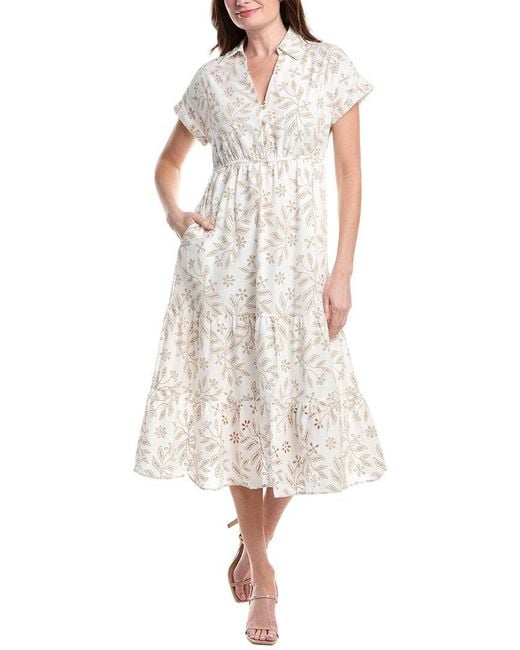 Sam Edelman Natural Collar Eyelet Maxi Dress