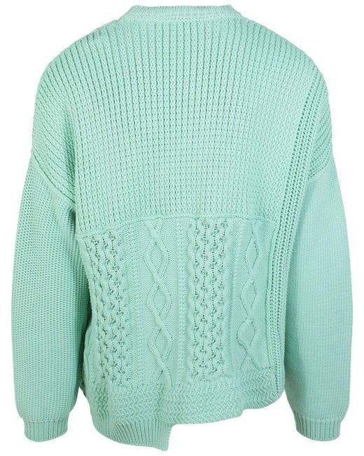 Ambush Green Patchwork Knit Crewneck Sweater for men