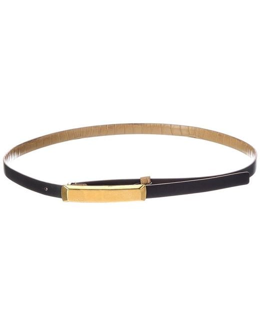 Tom Ford White T Plaque Croc-Embossed Leather Belt