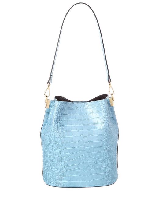Italian Leather Blue Bucket Bag
