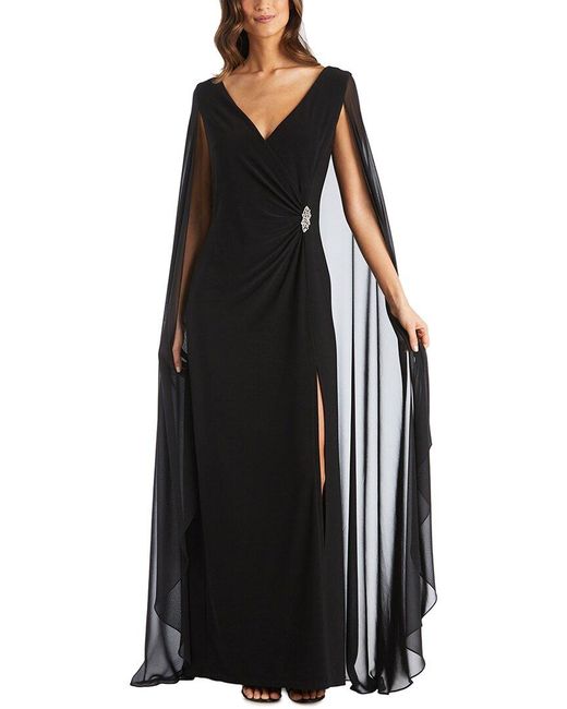 R & M Richards Black Chiffon Duster Wrap Dress