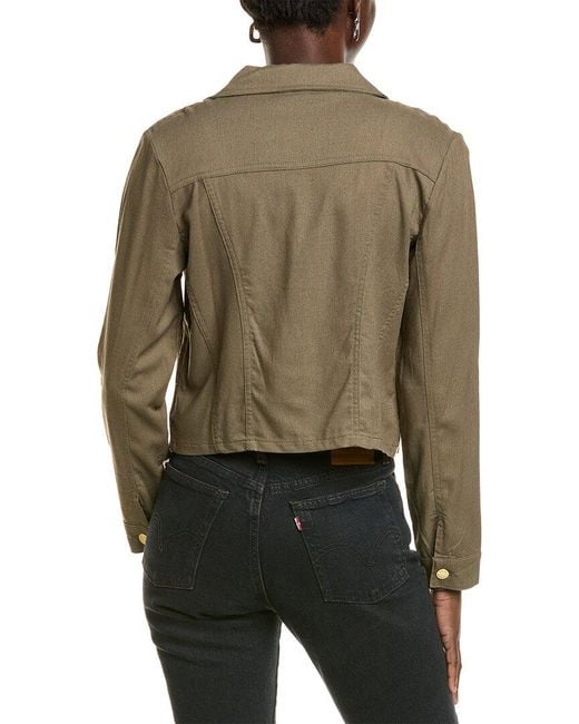 Ellen Tracy Green Linen-Blend Crop Jacket