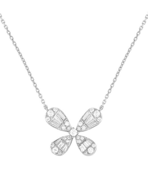 Diamond Select Cuts Metallic 14K 0.75 Ct. Tw. Diamond Flower Necklace