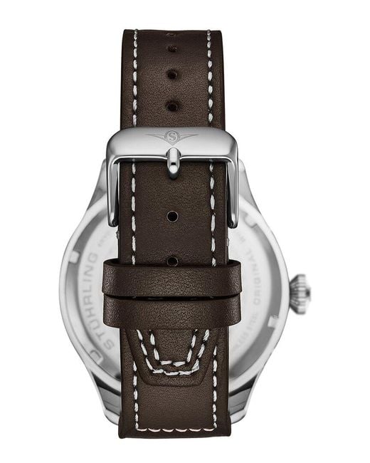 Stuhrling Black Aviator Watch for men