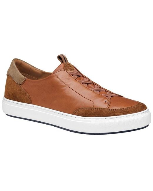 Johnston & Murphy Brown Anson Stretch Lace To Toe Leather Sneaker for men