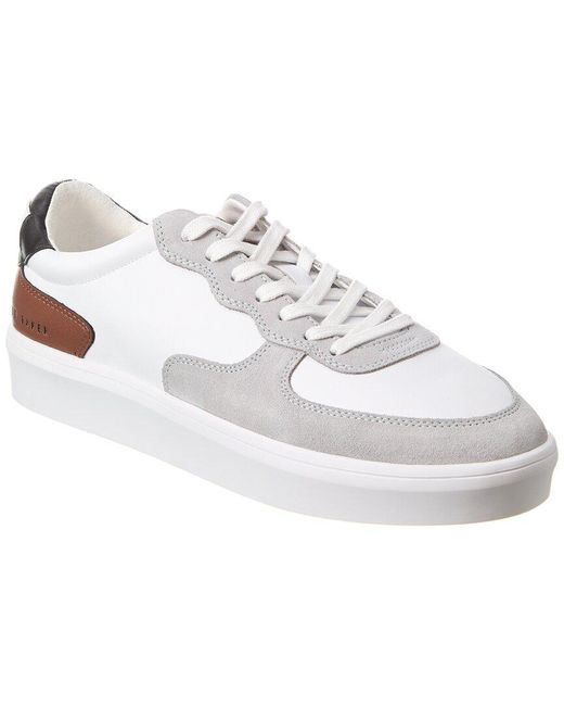 Ted Baker White Gawyn Leather & Suede Sneaker for men