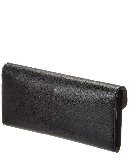 Totême Black T Lock Fold-Over Leather Continental Wallet