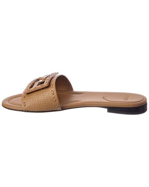 Fendi Brown Ff Baguette Leather Sandal