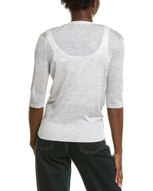 Lafayette 148 New York White Wrap Silk Pullover