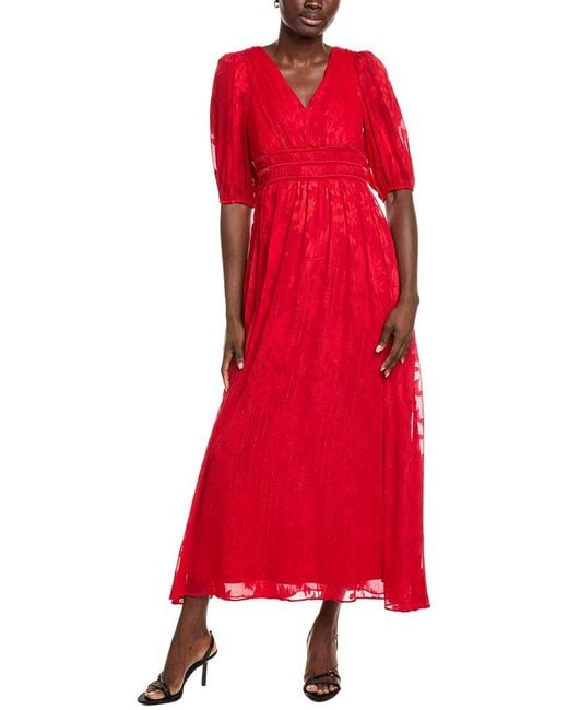 Taylor Red Abstract Print Dress