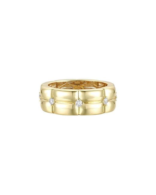 Genevive Jewelry White 14k Over Silver Cz Double Weave Band Ring
