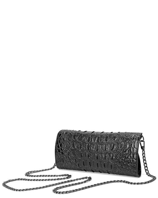 Tiffany & Fred Black Paris Embossed Leather Clutch