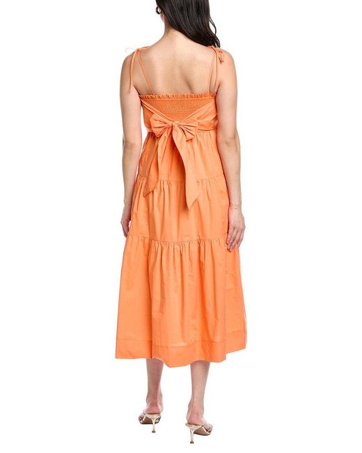 LOST AND WANDER Orange Paradiso Midi Dress