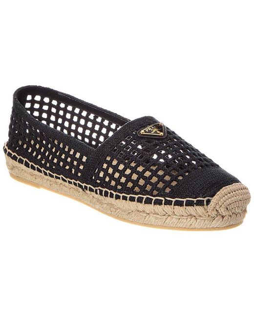 Prada Black Logo Canvas Espadrille