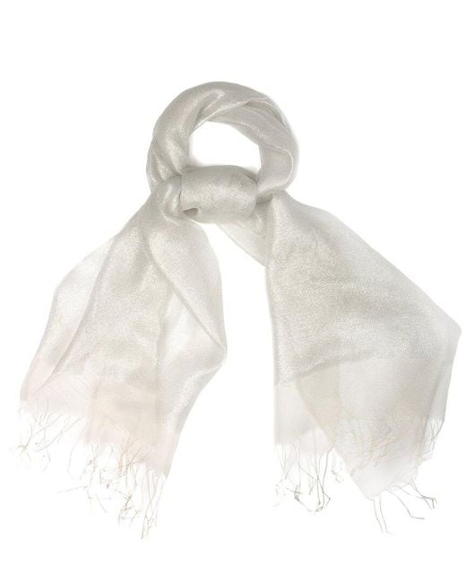 Saachi White Glitz Silk Scarf