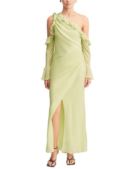 Shona Joy Yellow Torres Long Sleeve Ruffle Maxi Dress