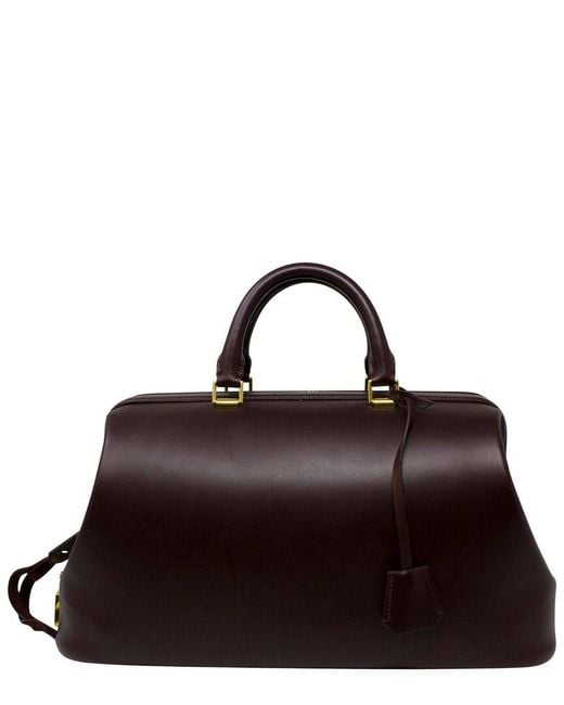 Céline Brown Burgundy Smooth Calfskin Leather Doctor Bag (Authentic Pre-Owned)