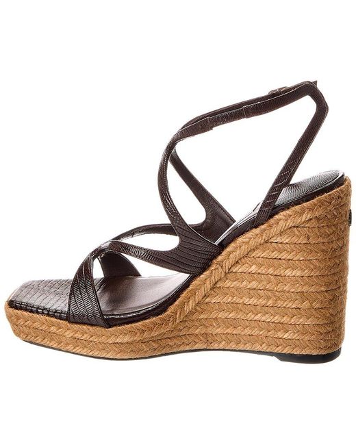Jimmy Choo Metallic Ayla 110 Lizard-Embossed Leather Wedge Sandal