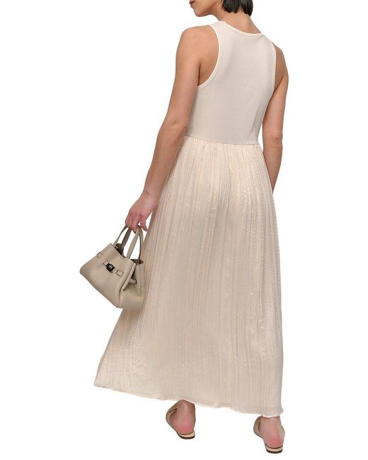 DKNY Natural Crushed Crease Midi Dress