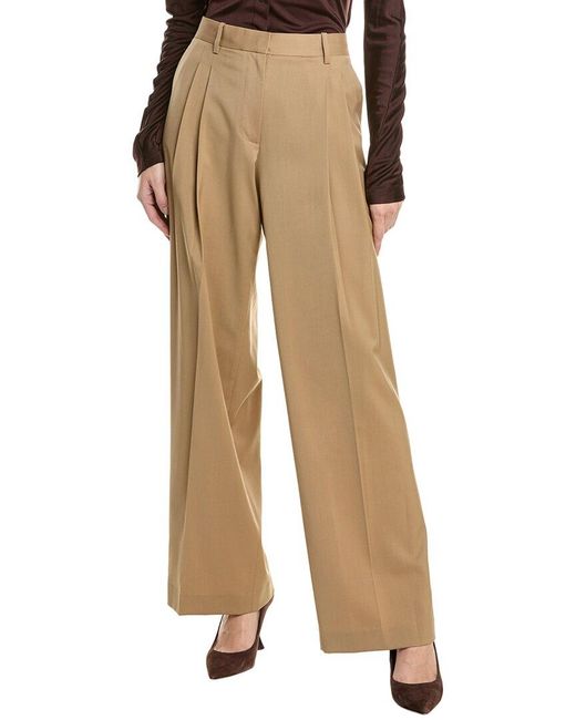 Helmut Lang Natural Pleated Wool Pant