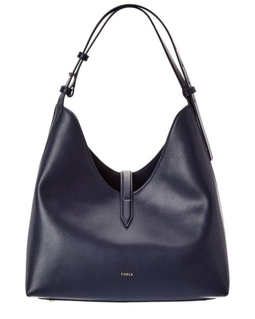 Furla Blue Goccia Leather Hobo Bag