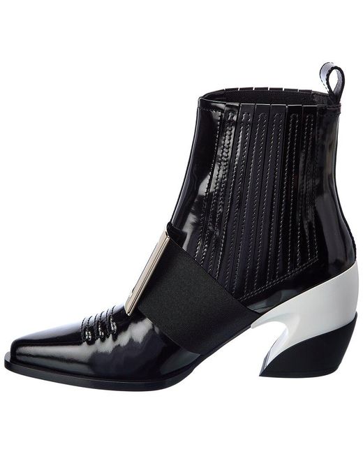Roger Vivier Black Viv Tex Leather Bootie