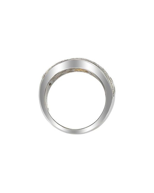 Suzy Levian White Silver 0.02 Ct. Tw. Diamond & Sapphire Half-eternity Ring