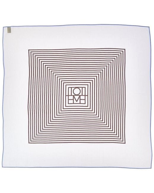 Totême White Monogram Silk Scarf