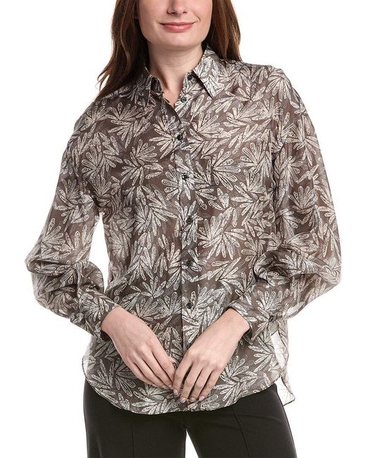 Brunello Cucinelli Gray Silk Shirt