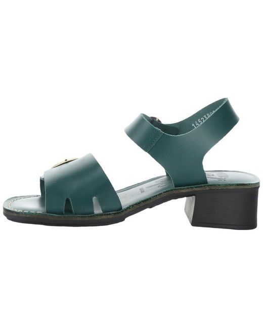 Fly London Green Ebli Leather Ankle Strap Sandal