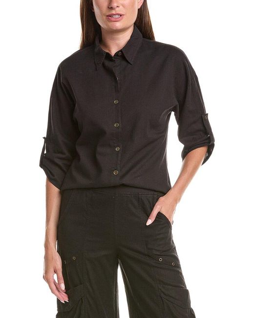 XCVI Black Linen-Blend Cargo Pant