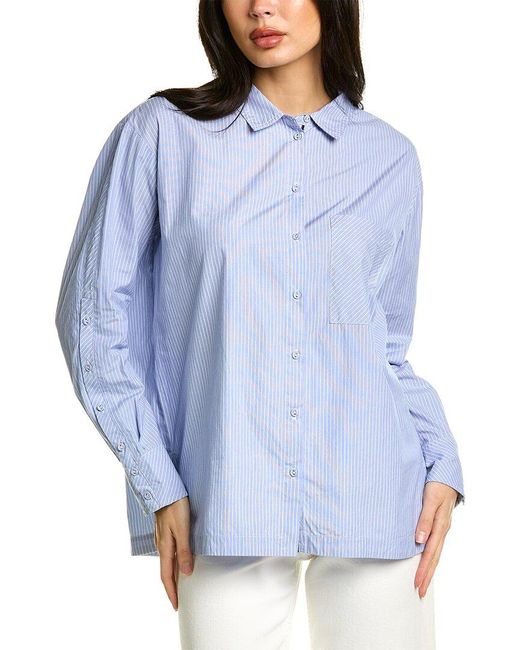 Johnny Was Blue Corinne Relaxed Pocket Shirt