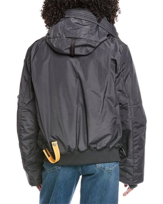 Parajumpers Gray Hooded Down Bomber Jacket