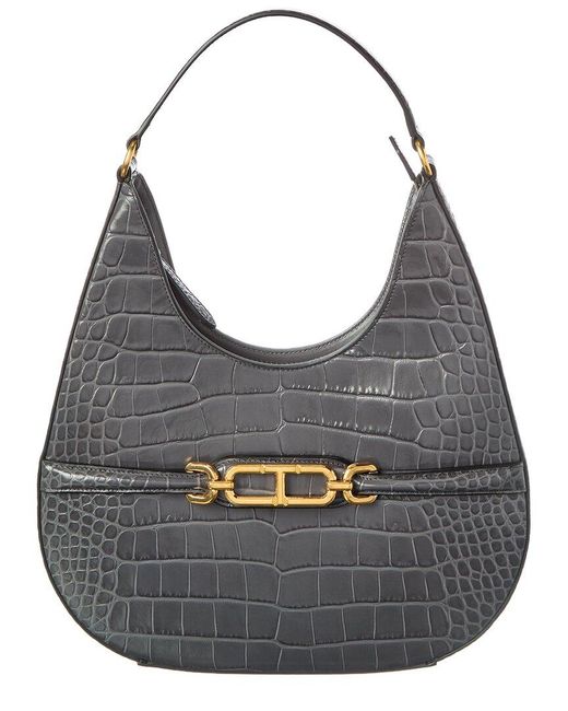 Tom Ford Gray Large Leather Whitney Hobo Bag