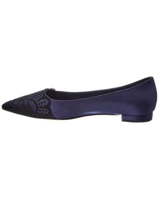 Manolo Blahnik Blue Plankutus Satin Flat