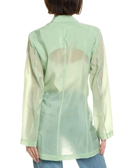 LAPOINTE Green Sheer Silk-Blend Blazer