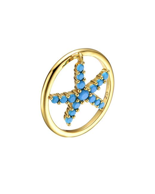 Rachel Glauber Blue 14K Plated Ring