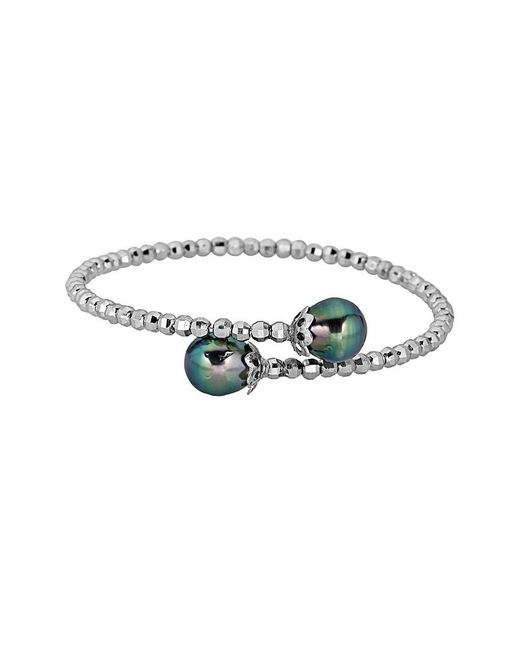 Belpearl White Silver 10-11mm Tahitian Pearl Bangle