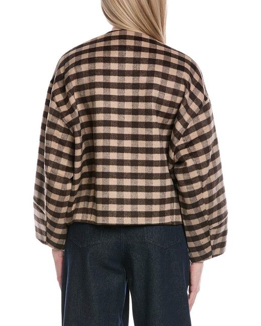Color Block Brown Wool-Blend Jacket