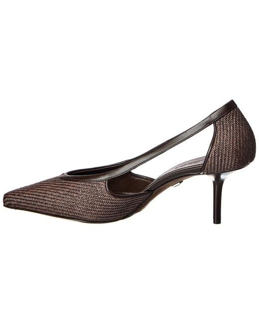 Max Mara Brown Straw & Leather Pump
