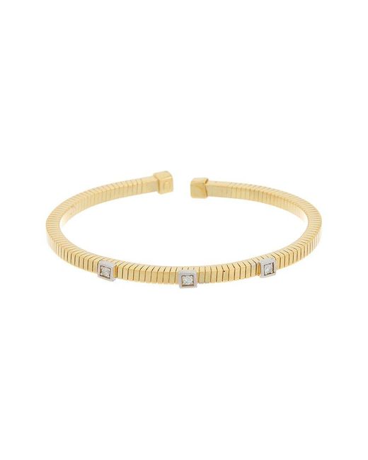 Meshmerise Metallic 18K Over 0.06 Ct. Tw. Diamond Goose Bangle Bracelet