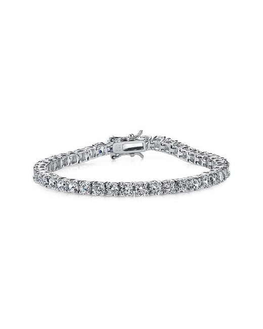 Genevive Jewelry White Silver Cz Tennis Bracelet