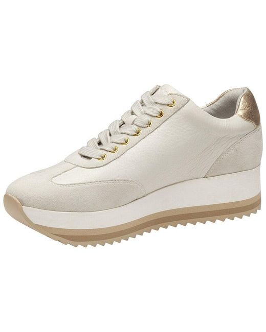 Johnston & Murphy White Gracie Leather & Suede Sneaker