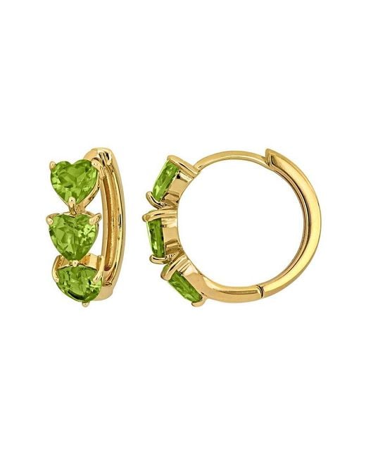 Rina Limor Multicolor Over 3.00 Ct. Tw. Peridot Heart Hoop Earrings