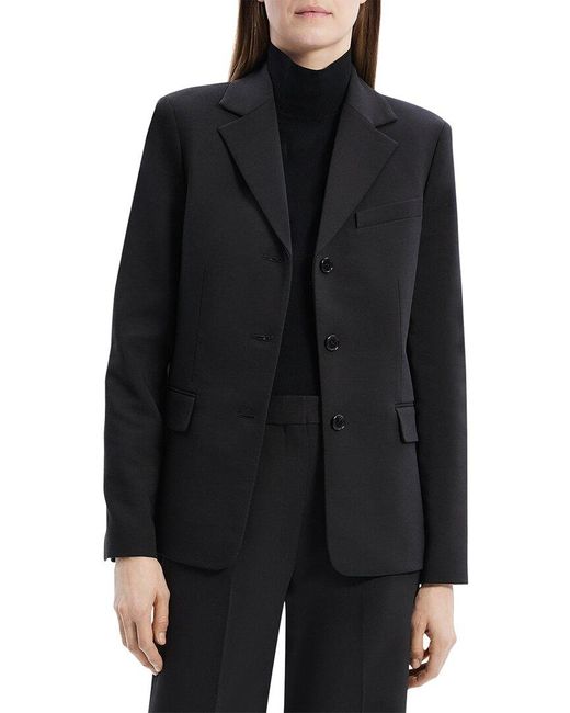 Theory Black Notch Collar Three Button Jacket