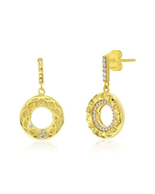 Suzy Levian CZ Jewelry Metallic Suzy Levian Cz Sunburst Earrings